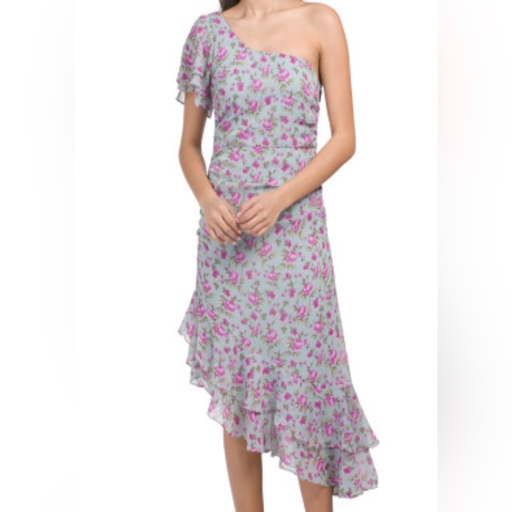 ASTR ONE SHOULDER LISA FLORAL DRESS